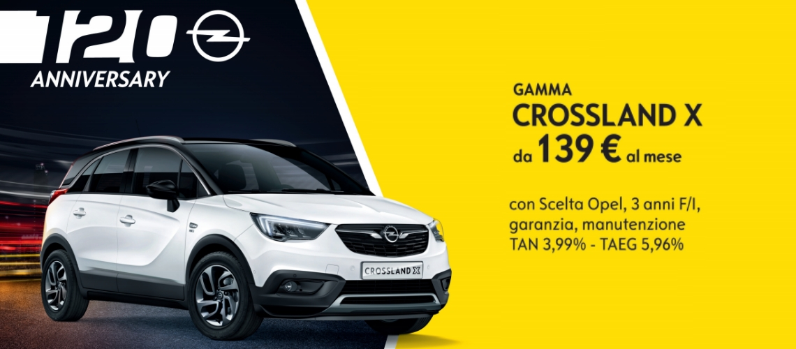 Gamma Crossland X da 139 € al mese con scelta Opel.